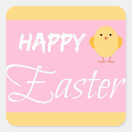 Happy Oaster Little Chick Yellow Quadratischer Aufkleber