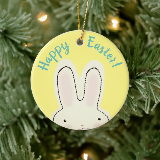 Happy Oaster lustige niedliche Pekaboo Skript-Text Keramik Ornament (Baum)