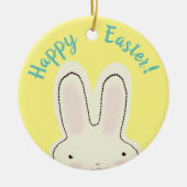 Happy Oaster lustige niedliche Pekaboo Skript-Text Keramik Ornament (Vorne)