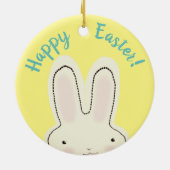 Happy Oaster lustige niedliche Pekaboo Skript-Text Keramik Ornament (Hinten)