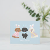 Happy Oaster Maltipoo Hunde Postkarte (Stehend Vorderseite)