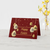 Happy Oaster Maroon and Golden Eggs Gruß Karte (Gelbe Blume)