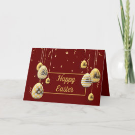 Happy Oaster Maroon and Golden Eggs Gruß Karte