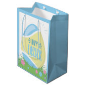 Happy Oaster Medium Geschenktasche Mittlere Geschenktüte (Rückseite Schrägansicht)