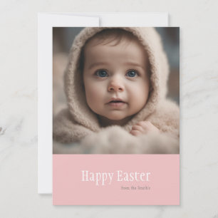 Happy Oaster Minimalistisch Pink Foto Feiertagskarte