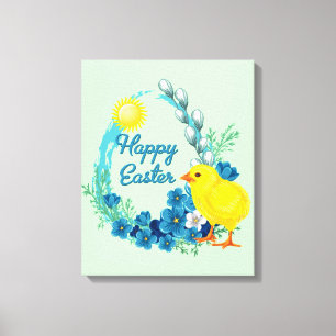 Happy Oaster mit Baby Chick Leinwanddruck