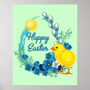Happy Oaster mit Baby Chick Poster