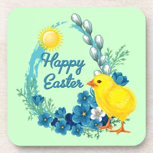 Happy Oaster mit Baby Chick Untersetzer (Vorderseite)
