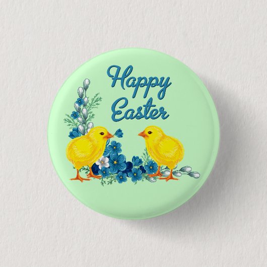 Happy Oaster mit Baby Chicks Button (Vorderseite)