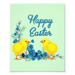 Happy Oaster mit Baby Chicks Fotodruck