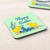 Happy Oaster mit Baby Chicks Getränkeuntersetzer (Linke Seite)