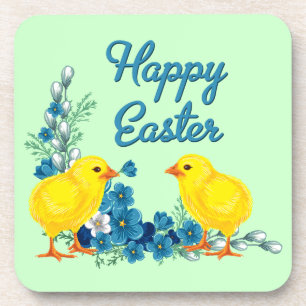 Happy Oaster mit Baby Chicks Getränkeuntersetzer