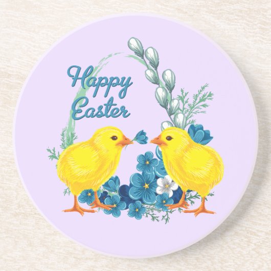 Happy Oaster mit Baby Chicks Getränkeuntersetzer (Vorne)