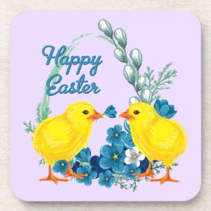 Happy Oaster mit Baby Chicks Getränkeuntersetzer