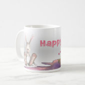 Happy Oaster mit Big Foot Rabbit Kaffeetasse (Vorderseite Links)