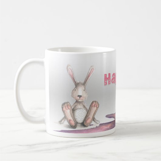 Happy Oaster mit Big Foot Rabbit Kaffeetasse (Links)
