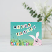 Happy Oaster mit Bunny & Eggs Feiertagspostkarte (Stehend Vorderseite)