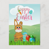 Happy Oaster mit Bunny Rabbit Kids Postcard Postkarte (Vorderseite)