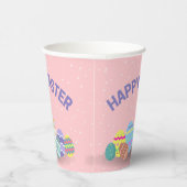 Happy Oaster mit bunten Eiern pink Pappbecher (Rechts)