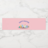 Happy Oaster mit bunten Eiern pink Wasserflaschenetikett (Einzelnes Label)