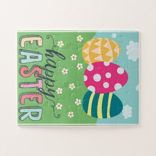 Happy Oaster mit bunten Eierpuzzles für Kinder Puzzle (Horizontal)