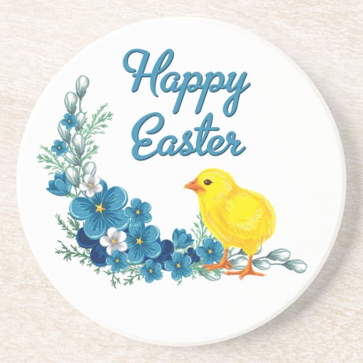 Happy Oaster mit einem Baby Chick Sandstein Untersetzer (Vorne)