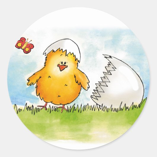 Happy Oaster - Mit Namen personalisieren - Chick j Runder Aufkleber (Vorderseite)