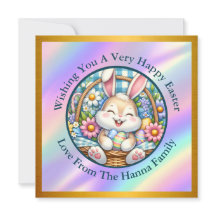 Happy Oaster mit Niedlichem Hasen, Eiern und Blume