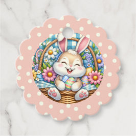 Happy Oaster mit Niedlichem Hasen, Eiern und Blume Geschenkanhänger