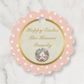 Happy Oaster mit Niedlichem Hasen, Eiern und Blume Geschenkanhänger (Rückseite)