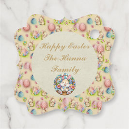 Happy Oaster mit Niedlichem Hasen, Eiern und Blume Geschenkanhänger