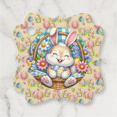 Happy Oaster mit Niedlichem Hasen, Eiern und Blume Geschenkanhänger (Vorderseite)