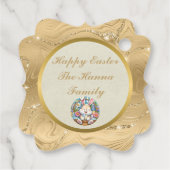 Happy Oaster mit Niedlichem Hasen, Eiern und Blume Geschenkanhänger (Rückseite)