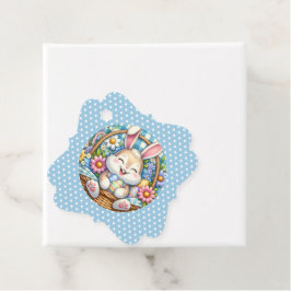 Happy Oaster mit Niedlichem Hasen, Eiern und Blume Geschenkanhänger