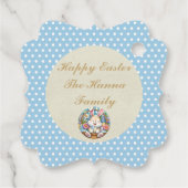 Happy Oaster mit Niedlichem Hasen, Eiern und Blume Geschenkanhänger (Rückseite)