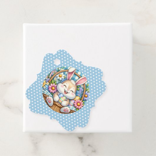 Happy Oaster mit Niedlichem Hasen, Eiern und Blume Geschenkanhänger (Beispiel)