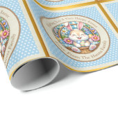 Happy Oaster mit Niedlichem Hasen, Eiern und Blume Geschenkpapier (Rolleneckpunkt)