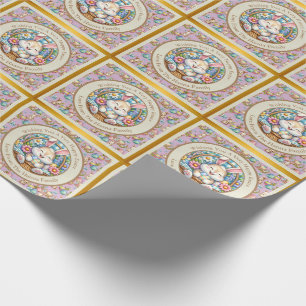 Happy Oaster mit Niedlichem Hasen, Eiern und Blume Geschenkpapier