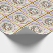 Happy Oaster mit Niedlichem Hasen, Eiern und Blume Geschenkpapier (Ecke)