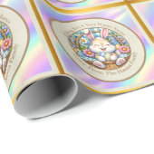 Happy Oaster mit Niedlichem Hasen, Eiern und Blume Geschenkpapier (Rolleneckpunkt)
