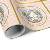 Happy Oaster mit Niedlichem Hasen, Eiern und Blume Geschenkpapier (Rolleneckpunkt)