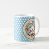 Happy Oaster mit Niedlichem Hasen, Eiern und Blume Kaffeetasse (VorderseiteRechts)