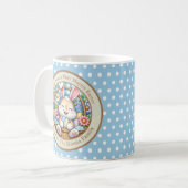 Happy Oaster mit Niedlichem Hasen, Eiern und Blume Kaffeetasse (Vorderseite Links)