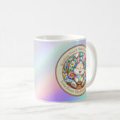 Happy Oaster mit Niedlichem Hasen, Eiern und Blume Kaffeetasse (VorderseiteRechts)