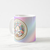 Happy Oaster mit Niedlichem Hasen, Eiern und Blume Kaffeetasse (Vorderseite Links)