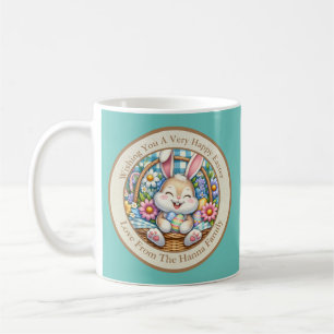 Happy Oaster mit Niedlichem Hasen, Eiern und Blume Kaffeetasse