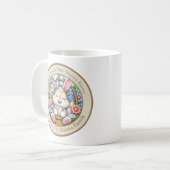 Happy Oaster mit Niedlichem Hasen, Eiern und Blume Kaffeetasse (Vorderseite Links)