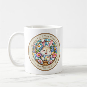 Happy Oaster mit Niedlichem Hasen, Eiern und Blume Kaffeetasse