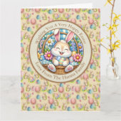 Happy Oaster mit Niedlichem Hasen, Eiern und Blume Karte (Gelbe Blume)