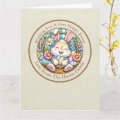 Happy Oaster mit Niedlichem Hasen, Eiern und Blume Karte (Gelbe Blume)